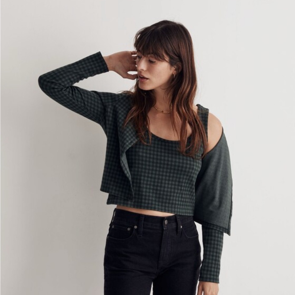 Madewell Cardigan Twin Set in Gingham